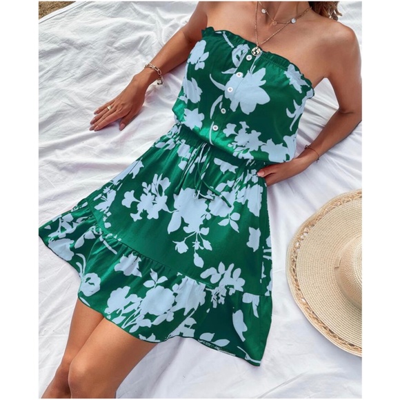 Boho Floral Print Button Detail Ruffle Mini Dress - Picture 4 of 9